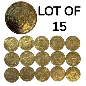 Lot Of 15 Vintage Pinnacle Mint Football Brass Coin Collection Gold OS